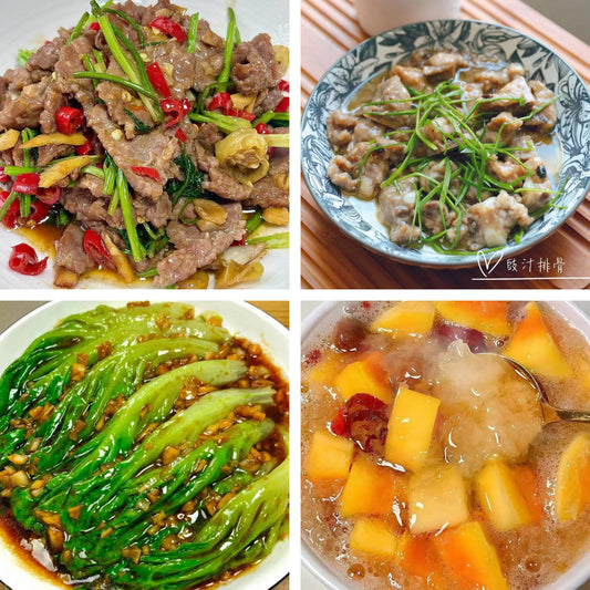 9月15日周二（A餐）无辣不欢：泡椒牛肉🌶️    豉汁蒸排骨    白灼生菜     美容雪耳炖木瓜（甜）