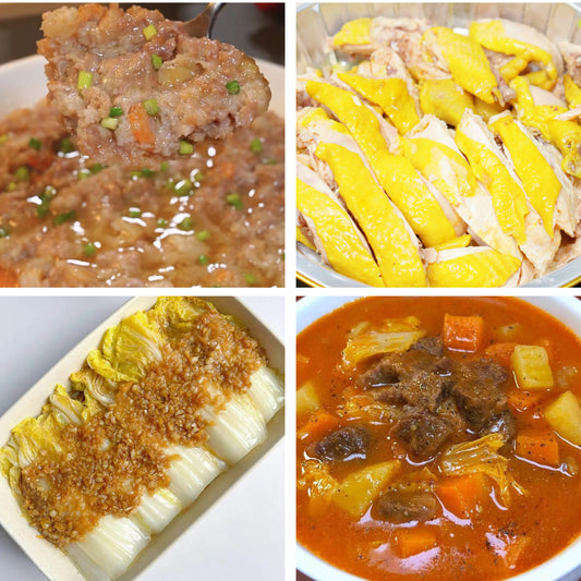 3月1日周日（A餐）无辣不欢：瑶柱蒸肉饼     广东白切鸡     蒜蓉蒸娃娃菜     罗宋汤