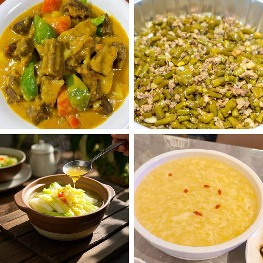 8月3日周一（A餐）无辣不欢：港式咖喱牛腩      肉沫酸豆角🌶️      上汤娃娃菜    鸡蓉玉米羹