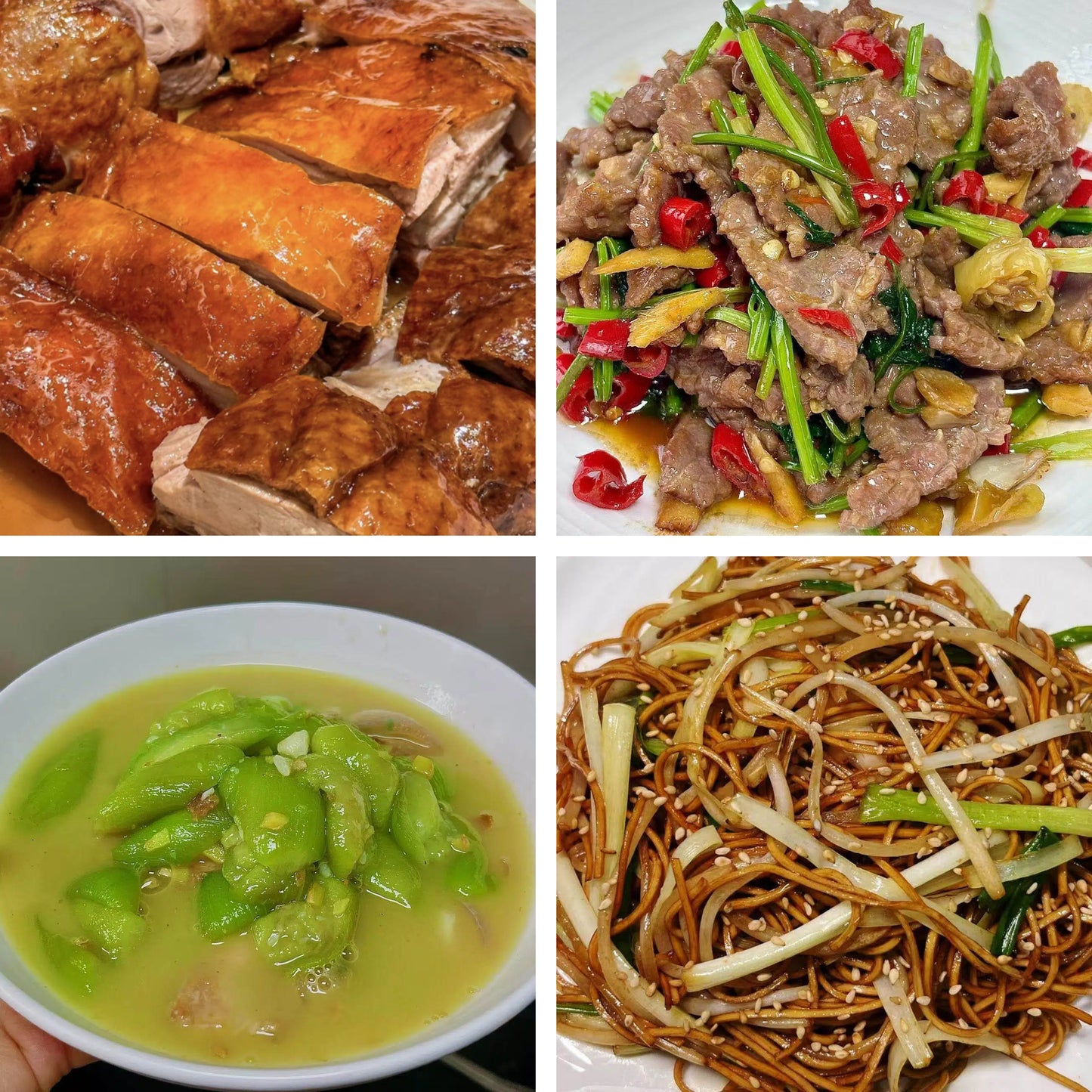 7月15日周三（A餐）无辣不欢：广东烧鸭     泡椒牛肉🌶️    上汤丝瓜     豉油皇炒面