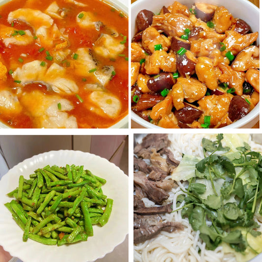 3月22日周日（A餐）无辣不欢：番茄鱼片     香菇蒸滑鸡     油盐豆角     清汤牛腩粉（2盒）