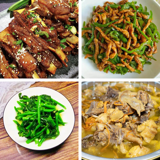 2月22日周日（A餐）无辣不欢：香辣羊排🌶️     尖椒肉丝🌶️    姜蓉炒芥兰     虫草花鸡汤