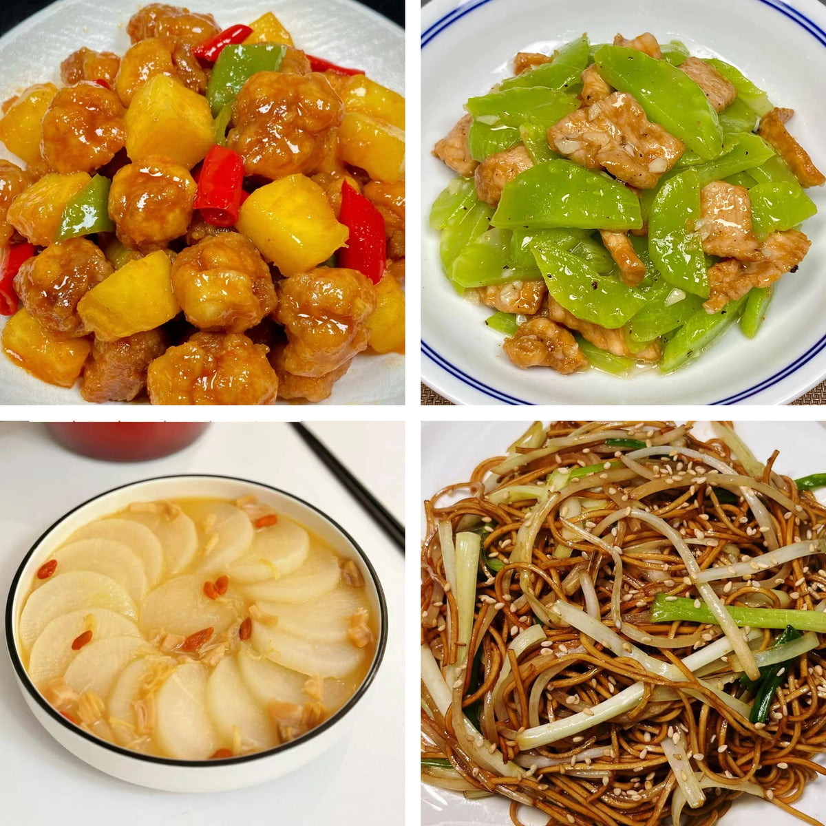 11月3日周二（B餐）家乡菜：菠萝咕咾肉     莴笋炒肉片     鸡汤萝卜     豉油皇炒面