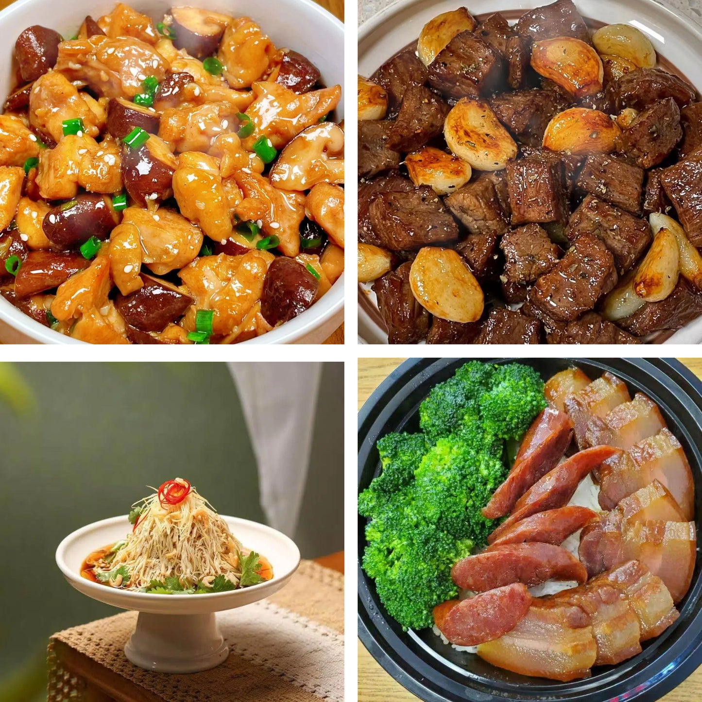 4月8日周三（B餐）家乡菜：野山菌蒸走地鸡      黑椒牛仔粒      大煮干丝     腊味钵仔饭（2钵）