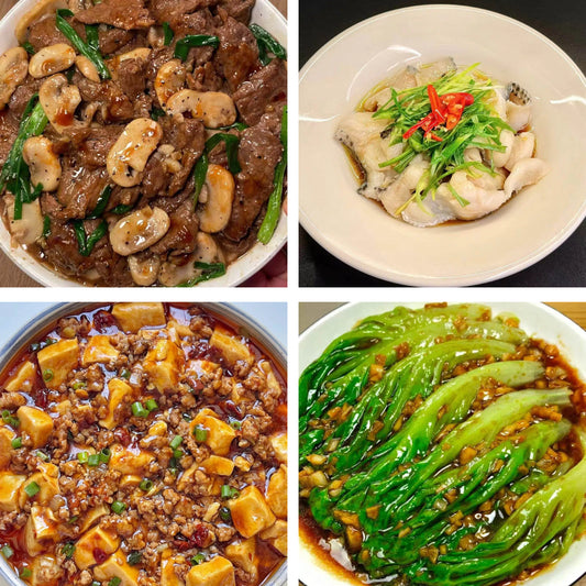 5月18日周一（B餐）家乡菜：鲜蘑菇炒牛肉     姜葱鱼片    肉沫豆腐     白灼生菜