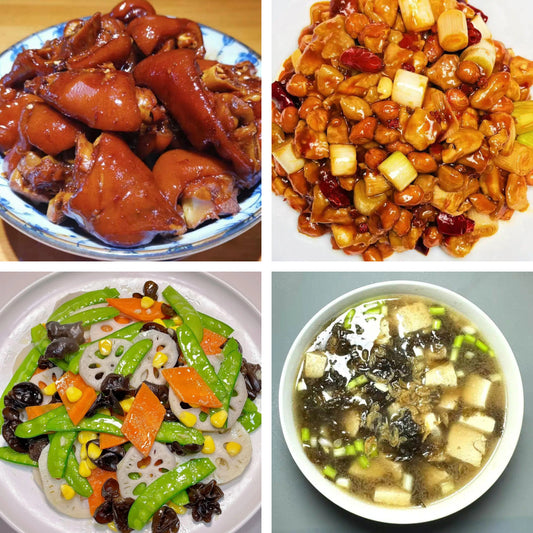 1月18日周日（B餐）家乡菜：香卤猪手     宫保鸡丁      荷塘小炒    紫菜豆腐汤