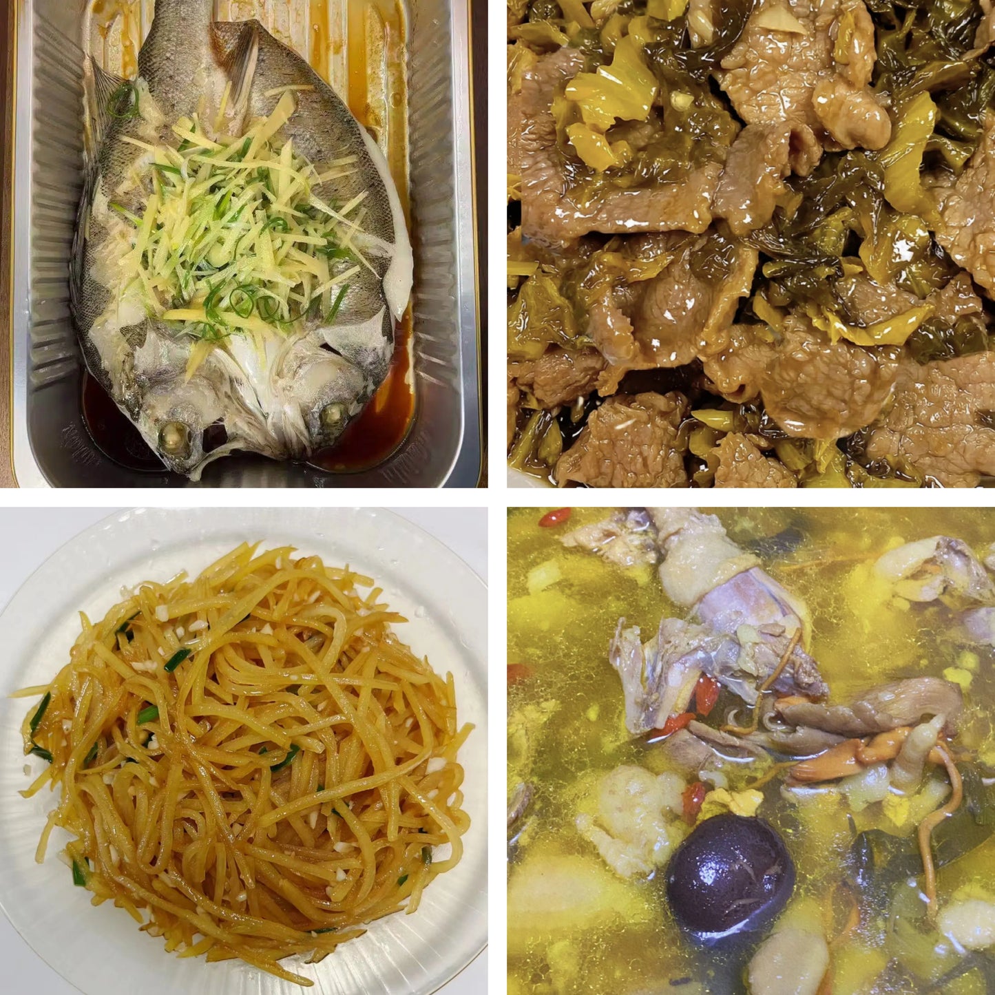 8月6日周四（B餐）家乡菜：清蒸鲈鱼      酸菜炒牛肉     醋溜土豆丝     土鸡菌菇汤