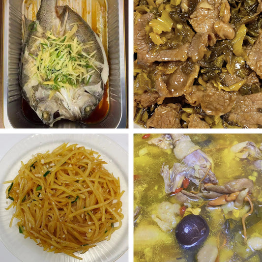 8月6日周四（B餐）家乡菜：清蒸鲈鱼      酸菜炒牛肉     醋溜土豆丝     土鸡菌菇汤