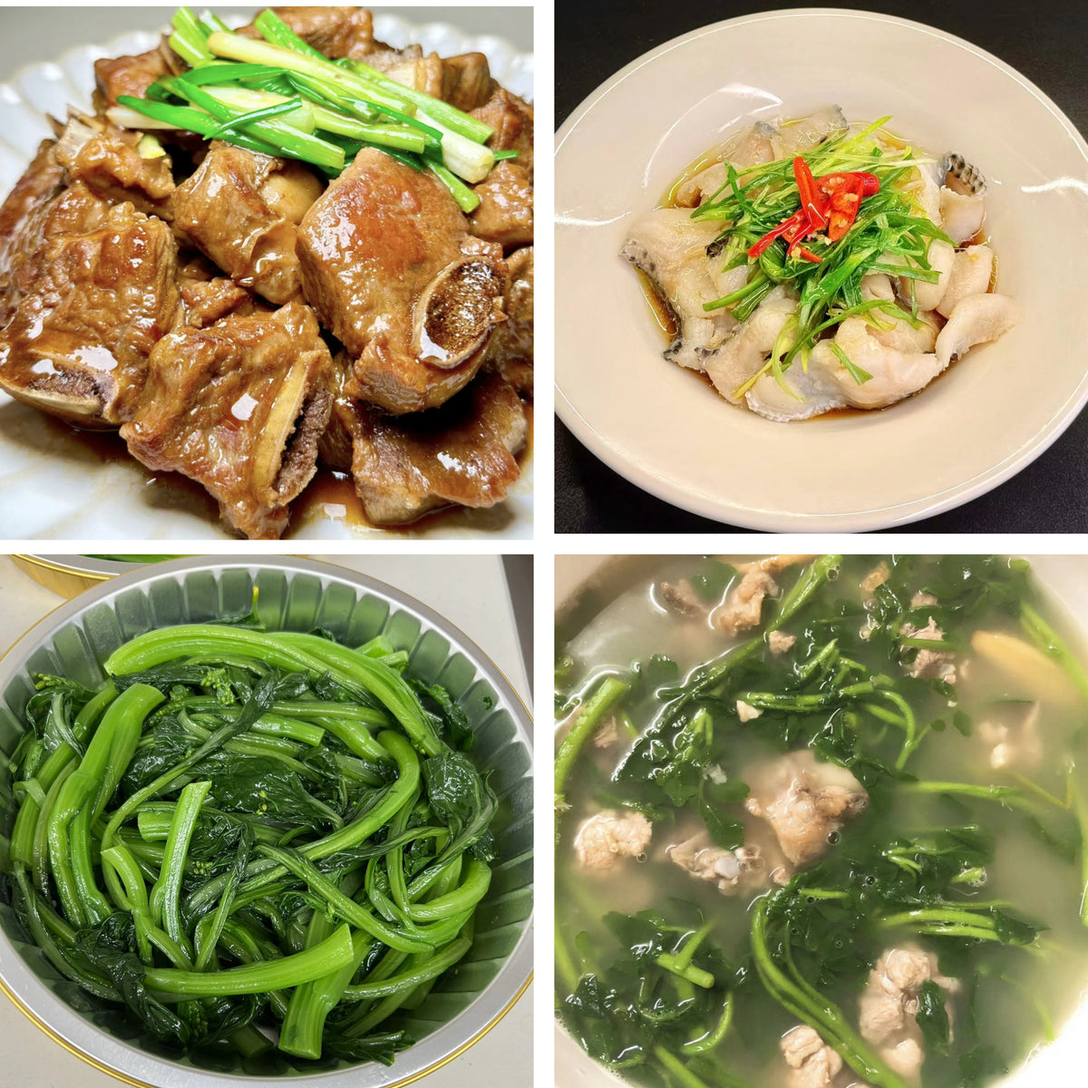 10月26日周一（B餐）家乡菜：煎焗排骨    葱油鱼片    上汤油菜    龙骨西洋菜汤