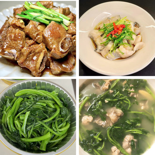 10月26日周一（B餐）家乡菜：煎焗排骨    葱油鱼片    上汤油菜    龙骨西洋菜汤