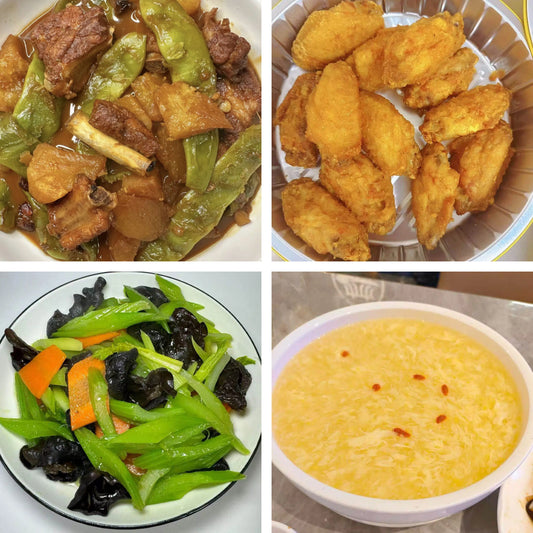 2月11日周三（B餐）家乡菜：土豆排骨炖豆角     蒜香鸡翅      芹菜炒木耳     鸡茸玉米羹