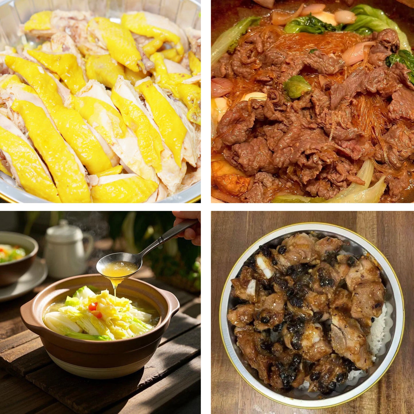 12月12日周五（B餐）家乡菜：广东白切鸡     沙茶牛肉粉丝煲      上汤娃娃菜   排骨钵仔饭（2钵）