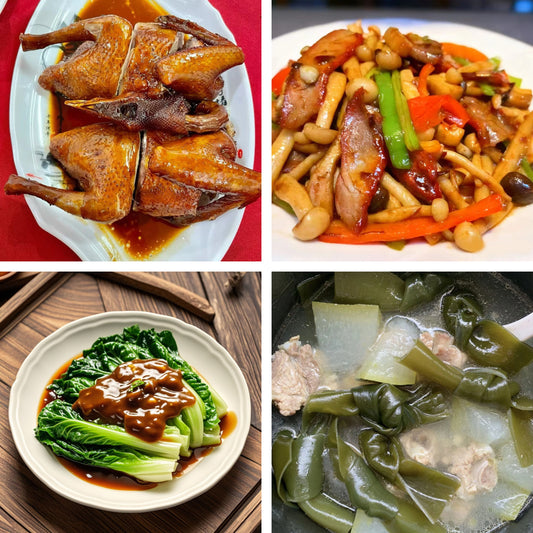 10月23日周五（B餐）家乡菜：豉油皇乳鸽     XO酱叉烧炒杂菌     蚝油西生菜   海带龙骨汤