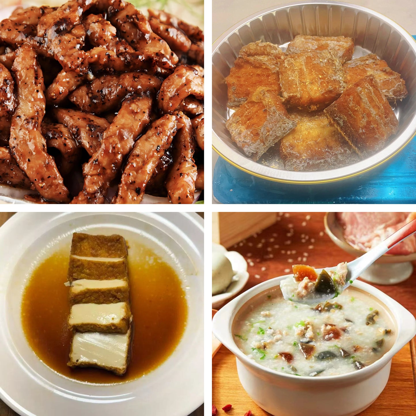 10月5日周日（B餐）家乡菜：黑椒牛柳     椒盐带鱼     香卤豆腐      皮蛋瘦肉粥