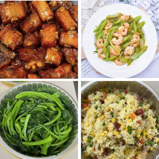 9月4日周四（B餐）家乡菜：糖醋排骨    西芹炒虾仁    上汤油菜    顺德炒饭