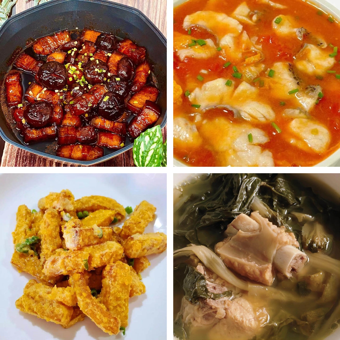 3月2日周一（B餐）家乡菜：五花腩焖香菇    番茄鱼片    金沙南瓜    白菜干煲猪骨汤