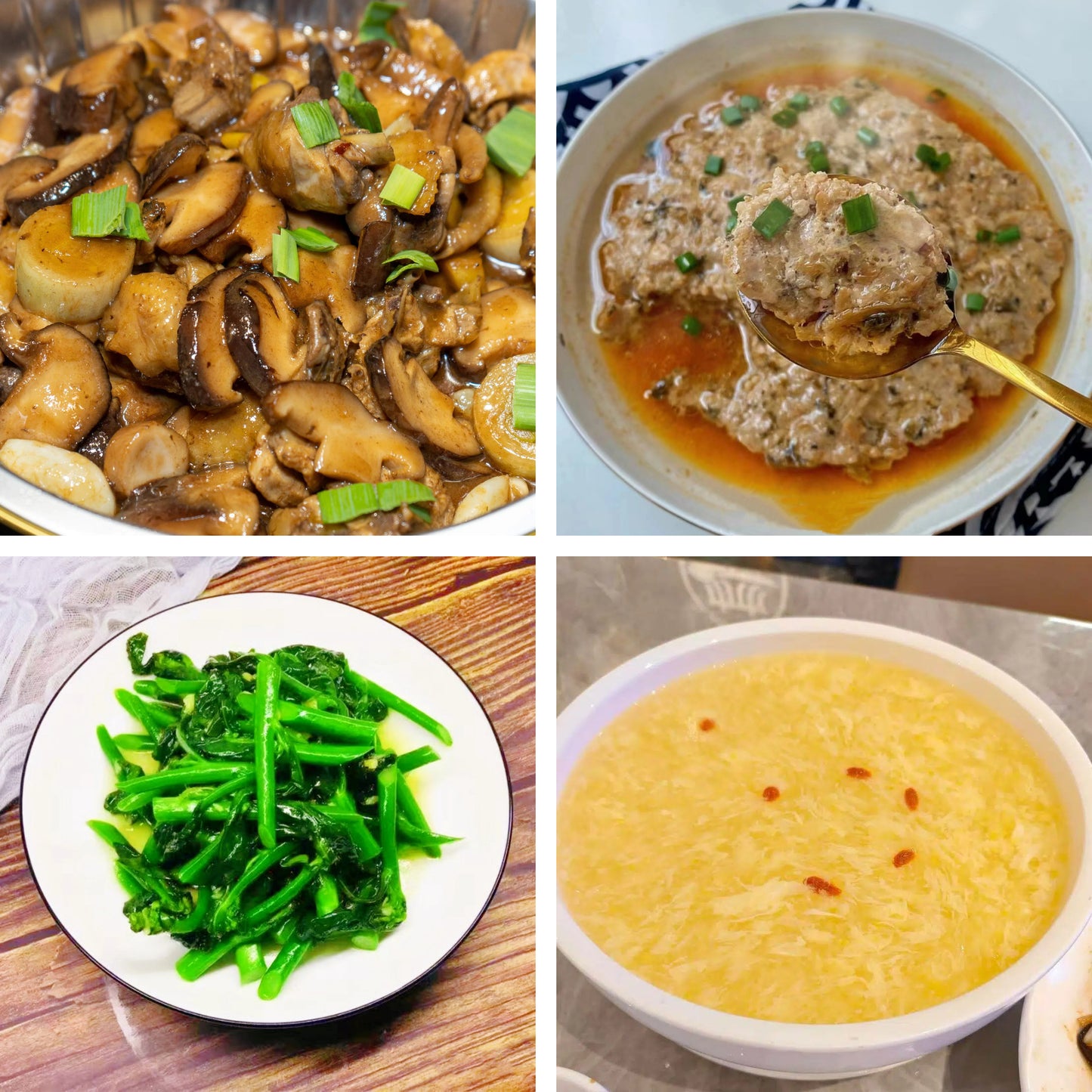 9月2日周三（B餐）家乡菜：小鸡炖蘑菇     冬菜蒸肉饼     姜汁炒芥兰    鸡茸玉米羹