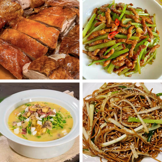 7月1日周三（B餐）家乡菜：广东烧鸭     香芹肉丝     上汤鸡丝豆苗     豉油皇炒面