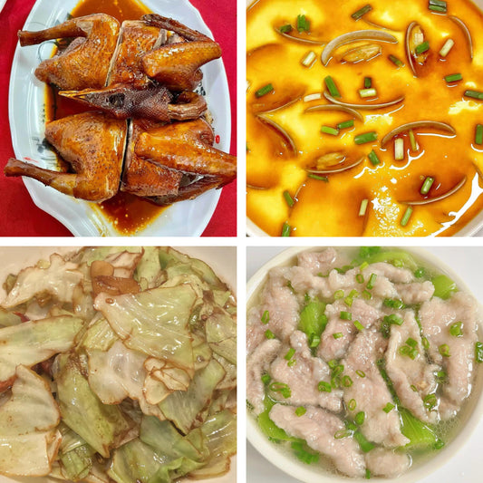 7月10日周五（B餐）家乡菜：豉油皇乳鸽    蛤蜊蒸鸡蛋羹    手撕包菜    丝瓜肉片汤