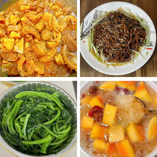 5月22日周五（B餐）家乡菜：港式牛杂     京酱肉丝    上汤菠菜   美容雪耳炖木瓜