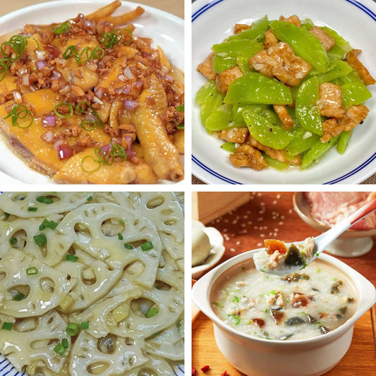 8月12日周三（B餐）家乡菜：红葱油淋鸡      莴笋炒肉片   南乳炒藕片     皮蛋瘦肉粥