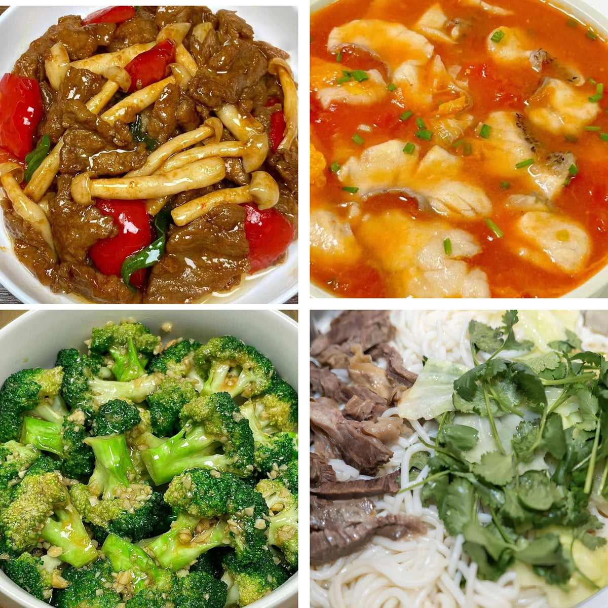 10月30日周五（B餐）家乡菜：鲜蘑菇炒牛肉     番茄黑鱼片     蒜香西蓝花     清汤牛腱粉（2盒）