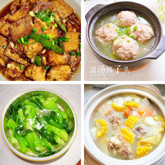9月14日周一（B餐）家乡菜：红烧豆腐鱼块     清汤狮子头     蒜香青江菜    排骨玉米汤