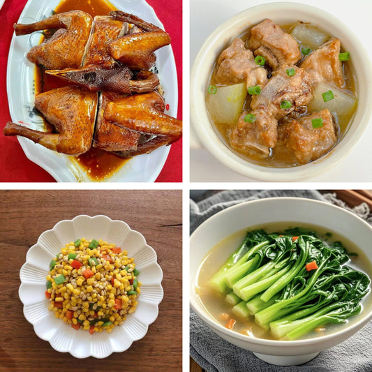 8月30日周日（B餐）家乡菜：豉油皇乳鸽     冬瓜烧排骨    松仁玉米   上汤菜心