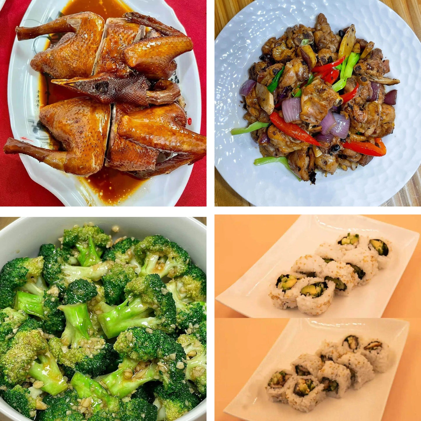 3月25日周三（B餐）家乡菜：豉油皇乳鸽      豉椒炒鸡球     蒜香西兰花    日式卷