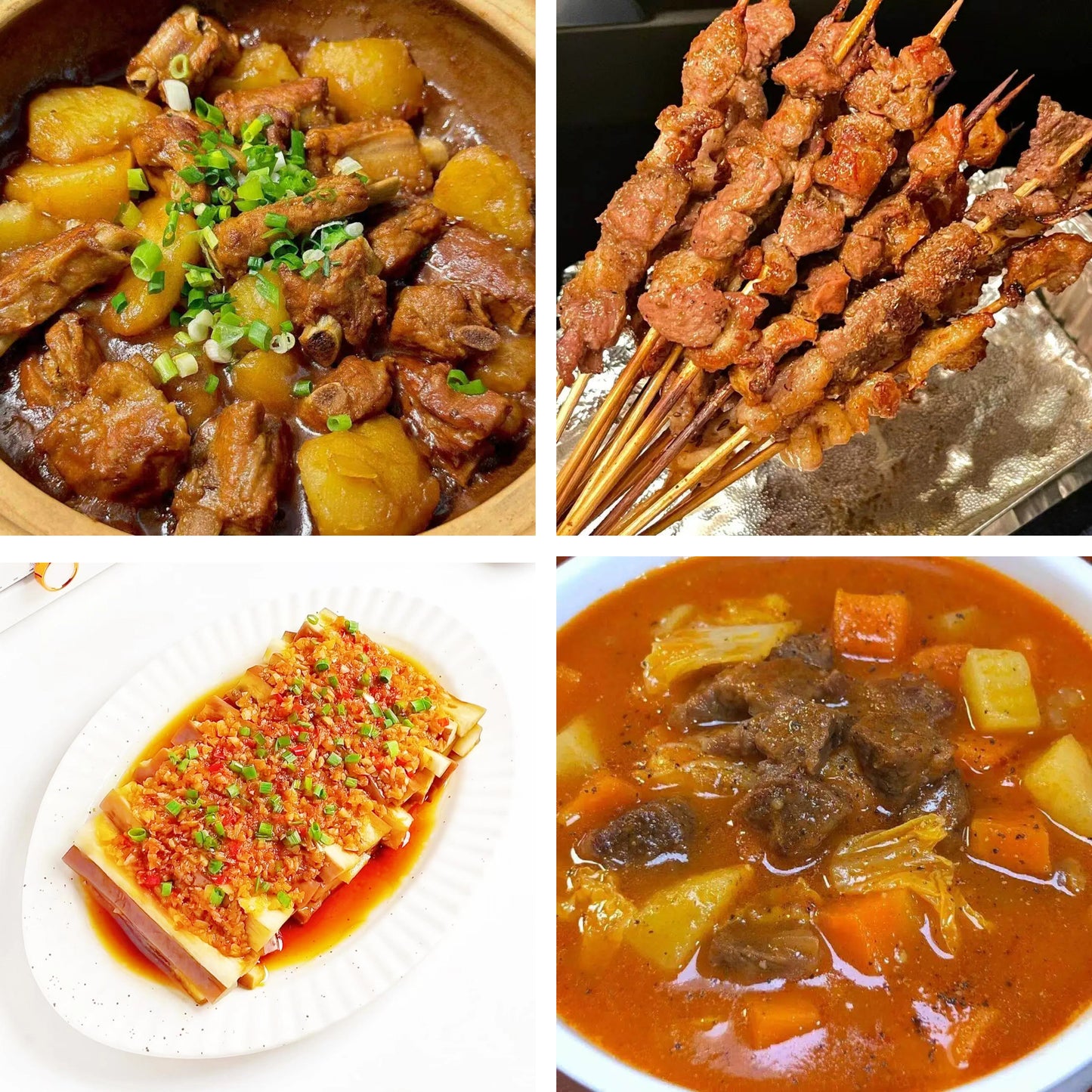 4月7日周二（B餐）家乡菜：排骨炖土豆     孜然羊肉串     蒜蓉蒸茄子    罗宋汤