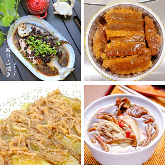 5月19日周二（B餐）家乡菜：豉汁蒸金鲳鱼     芋头扣肉    瑶柱瓜脯   原盅茶树菇炖老鸡汤