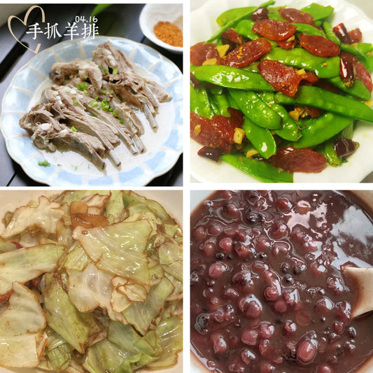 10月27日周二（B餐）家乡菜：手抓羊排     甜豆炒腊味     手撕包菜     陈皮红豆沙