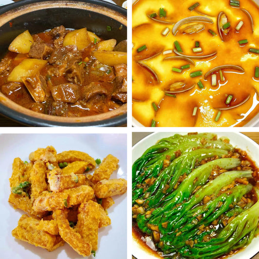 4月19日周日（B餐）家乡菜：土豆烧牛肉    蛤蜊蒸水蛋     金沙南瓜    白灼生菜