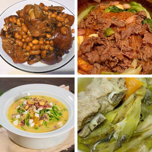 2月10日周二（B餐）家乡菜：美容猪手焖花生      粉丝节瓜肥牛煲     上汤鸡丝豆苗     霸王花龙骨汤