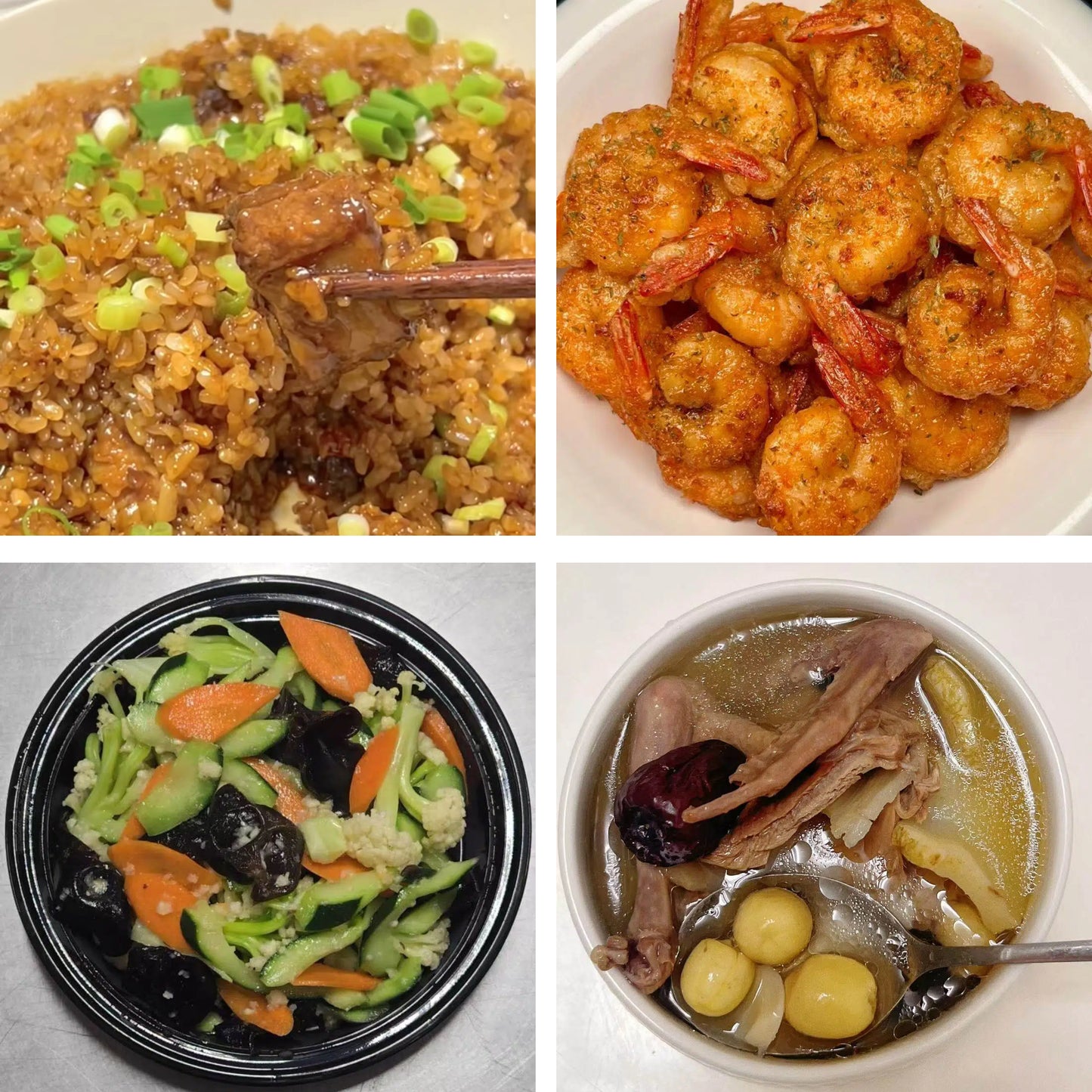5月31日周日（B餐）家乡菜：糯香排骨     椒盐大虾    杂菜煲    原盅清补凉鸡汤
