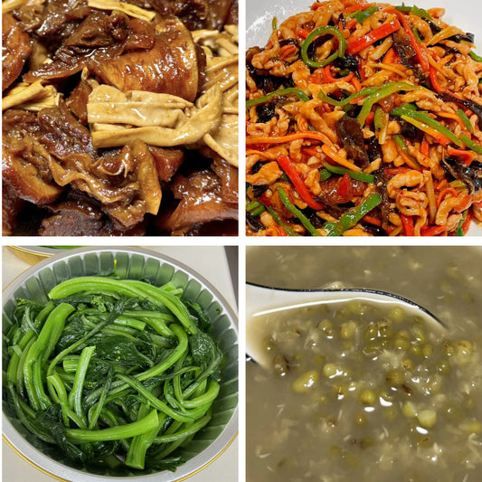 6月10日周三（B餐）家乡菜：腐竹焖牛腩     鱼香肉丝     上汤菠菜      海带绿豆沙