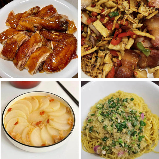 6月18日周四（B餐）家乡菜：易佰招牌豉油鸡     萝卜干炒腊肉     鸡汤萝卜    葱油拌面