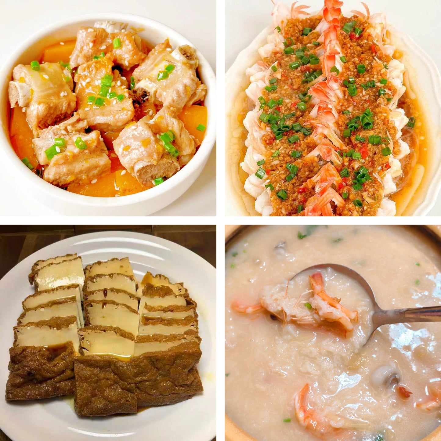 8月2日周日（B餐）家乡菜：南瓜蒸排骨     蒜蓉粉丝蒸虾    卤水豆腐     海鲜粥
