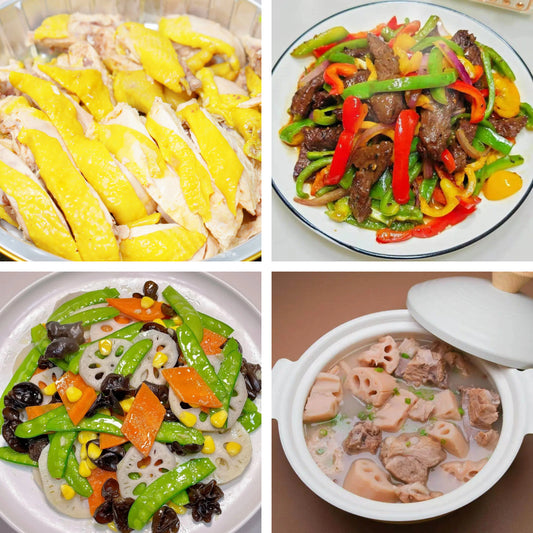9月4日周五（B餐）家乡菜：广东白切鸡     豉椒炒牛肉    荷塘小炒    海带莲藕龙骨汤