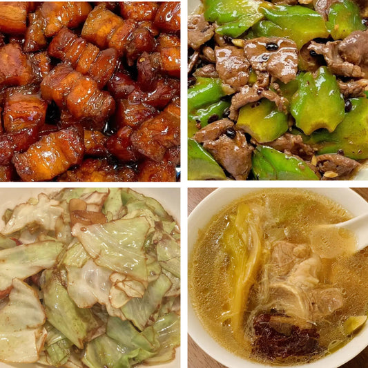 9月3日周三（B餐）家乡菜：红烧五花肉    豉汁凉瓜炒牛肉   手撕包菜   龙骨煲白菜汤