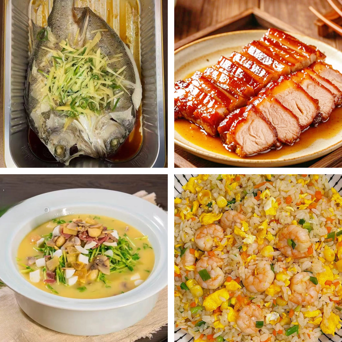 10月5日周一（B餐）家乡菜：清蒸鲈鱼     蜜汁叉烧    上汤鸡丝豆苗   虾仁炒饭