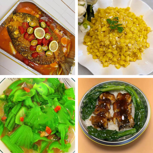 7月8日周三（B餐）家乡菜：番茄烤鱼     金沙玉米粒     煲淋水东芥菜     鳗鱼钵仔饭（2钵）