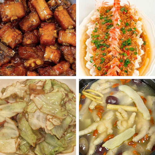 8月31日周一（B餐）家乡菜：糖醋排骨     蒜蓉粉丝蒸虾    手撕包菜    原盅炖花生鸡脚汤