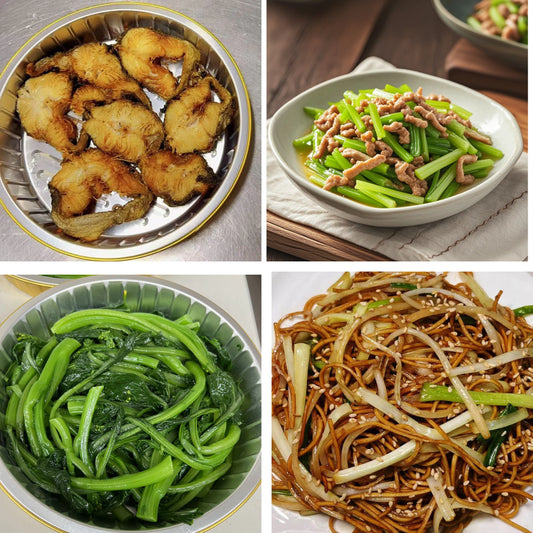 3月20日周五（B餐）家乡菜：美极香煎银鳕鱼     西芹炒肉丝      上汤菠菜    豉油皇炒面