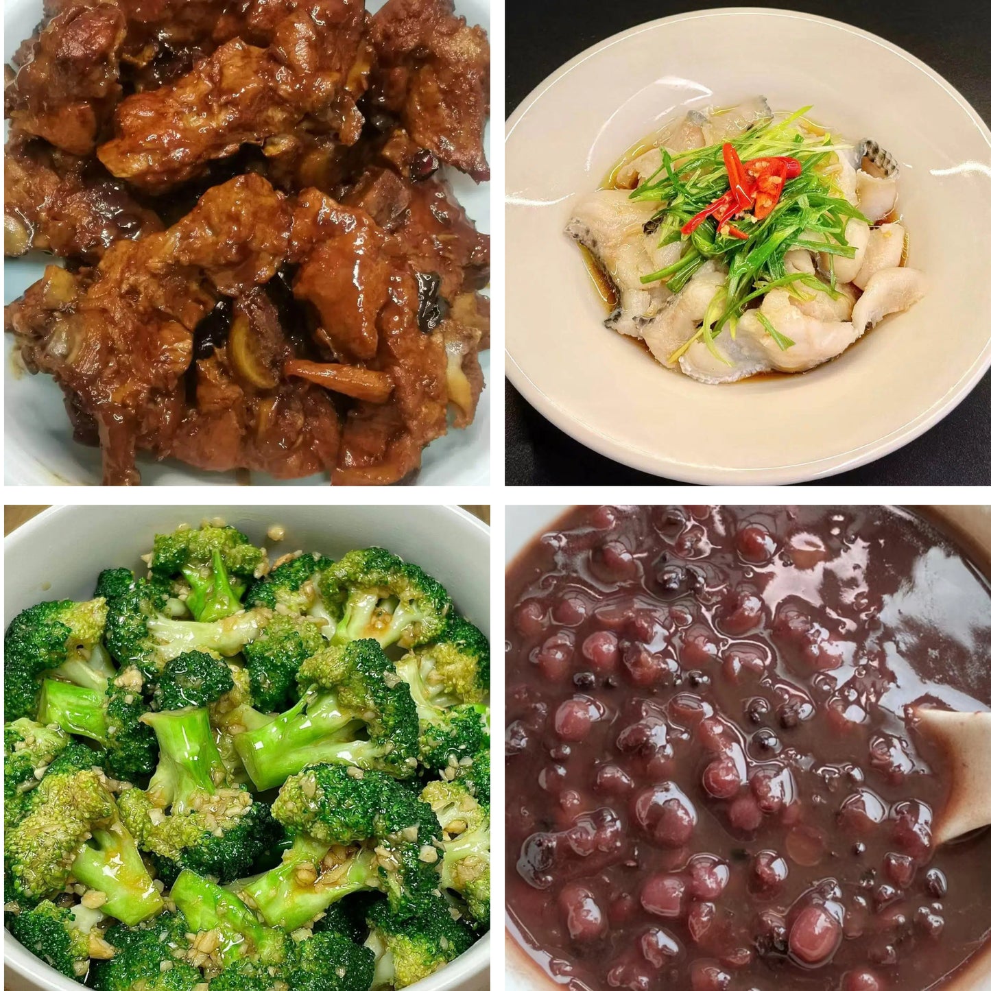 6月14日周日（B餐）家乡菜：酱香骨架     葱油鱼片   蒜香西蓝花   陈皮红豆沙