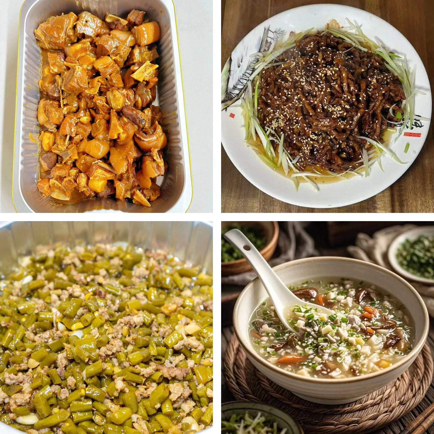 10月3日周五（B餐）家乡菜：支竹马蹄焖羊腩     京酱肉丝    肉沫酸豆角     西湖牛肉羹