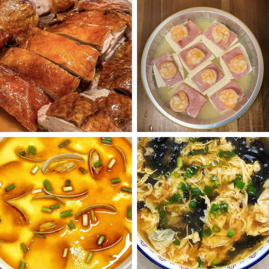 9月20日周日（B餐）家乡菜：广东烧鸭    豆腐火腿蒸大虾    蛤蜊蒸水蛋    紫菜蛋花汤
