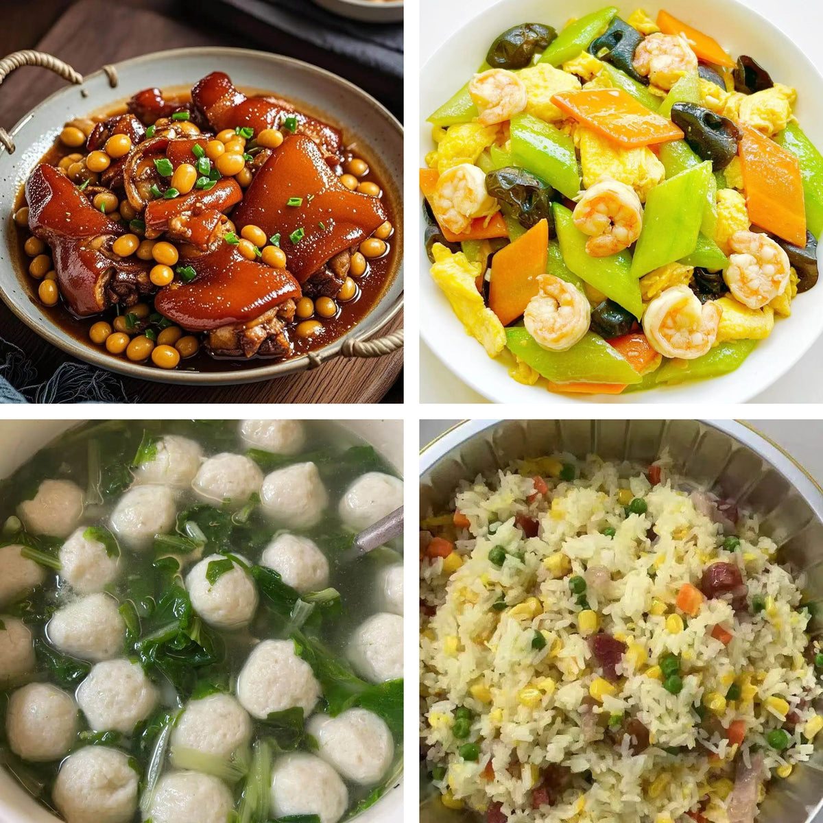 9月7日周一（B餐）家乡菜：黄豆焖猪手    时蔬炒大虾球      鲮鱼球浸菠菜    顺德炒饭