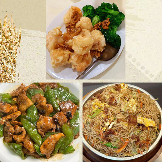 9月1日周一（C餐）精致小餐：核桃虾仁      豉椒炒肉片      茄汁肉酱炒米粉
