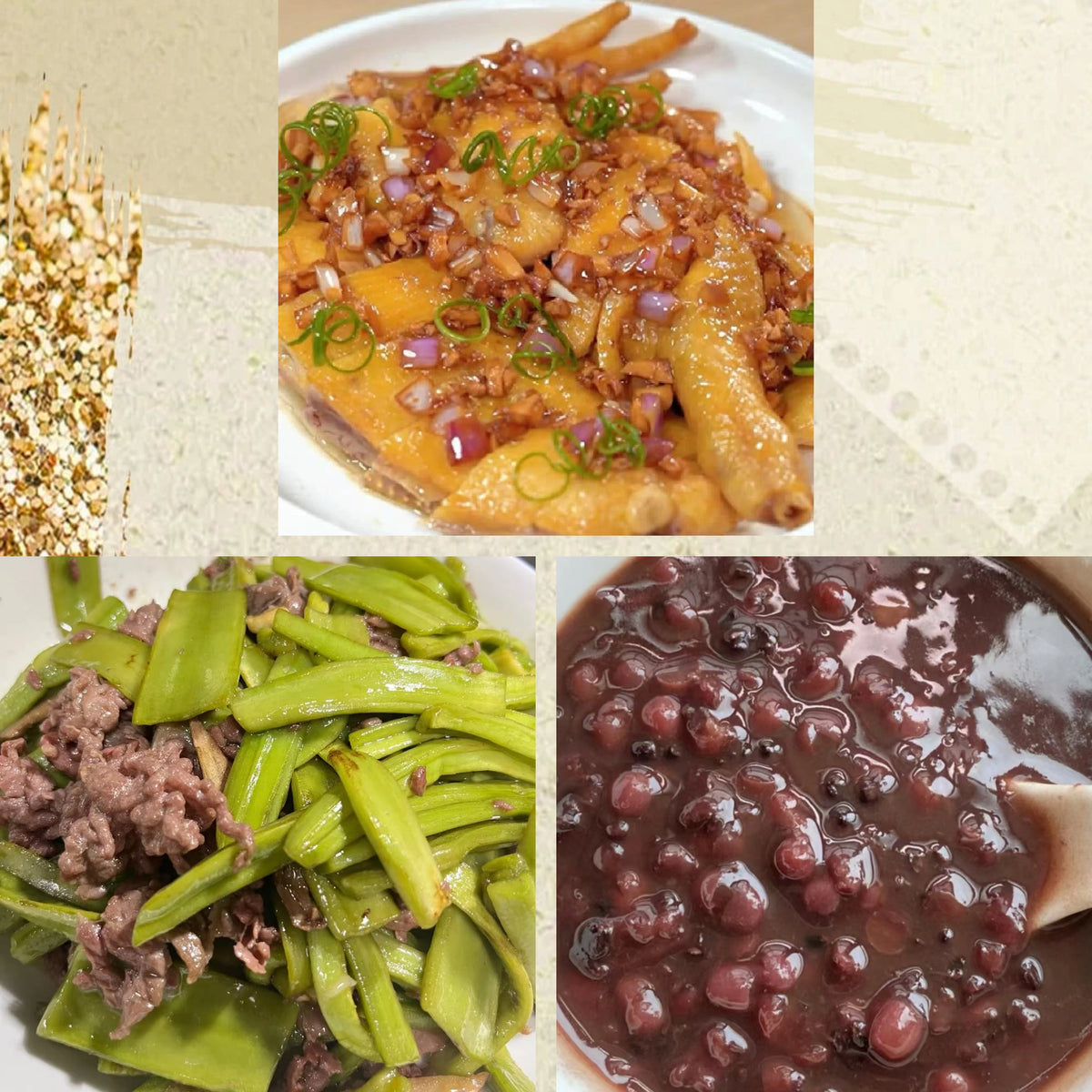 10月7日周三（C餐）精致小餐：红葱油淋鸡     贡菜炒肉丝    陈皮红豆沙